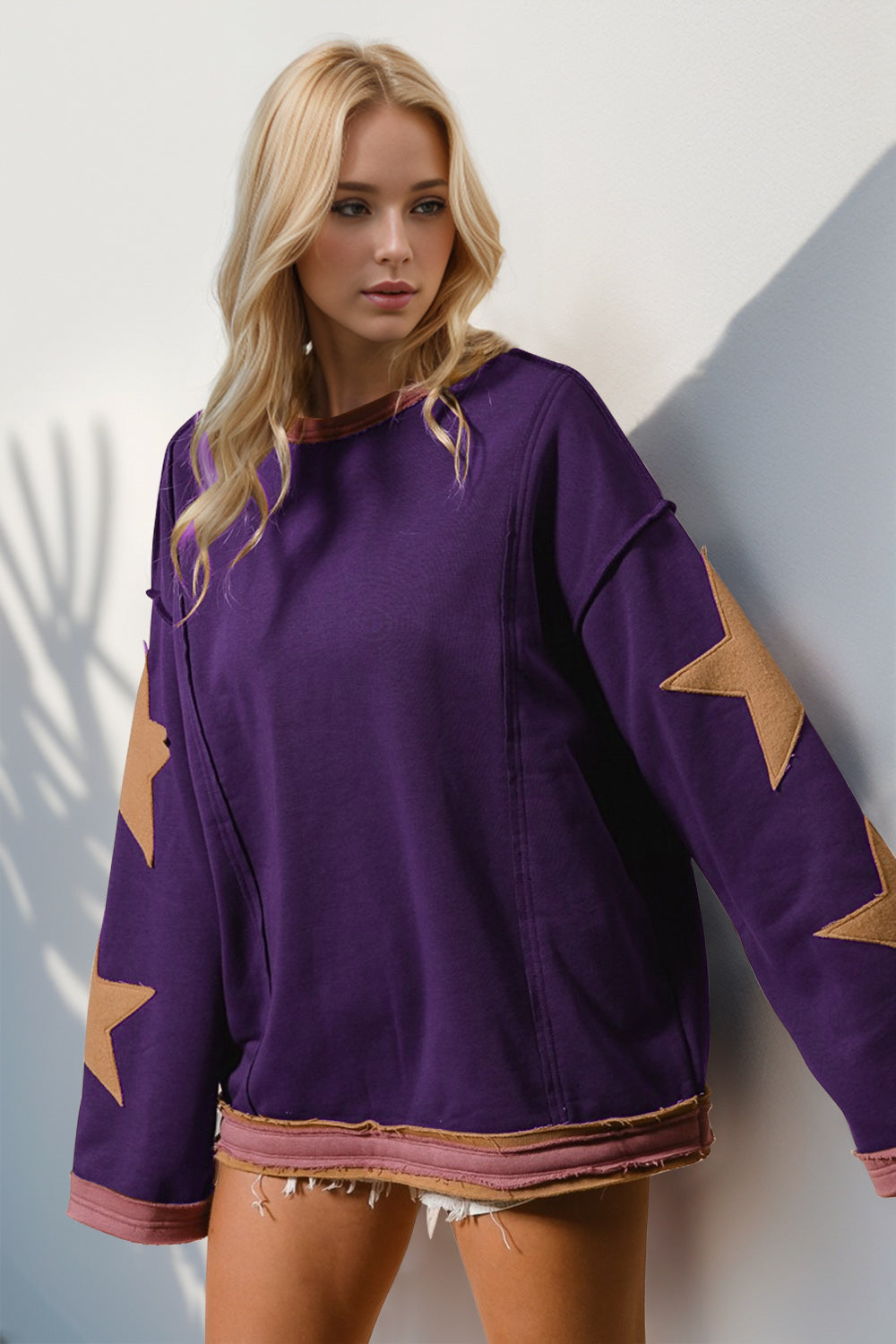 SHIRLYN Take Star Patched Long Sleeve Sweatshirt