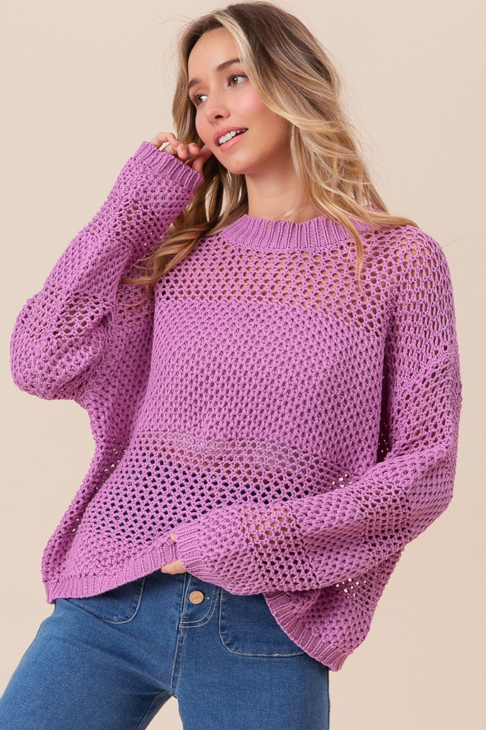 SHIRLYN penwork Long Sleeve Knit Top