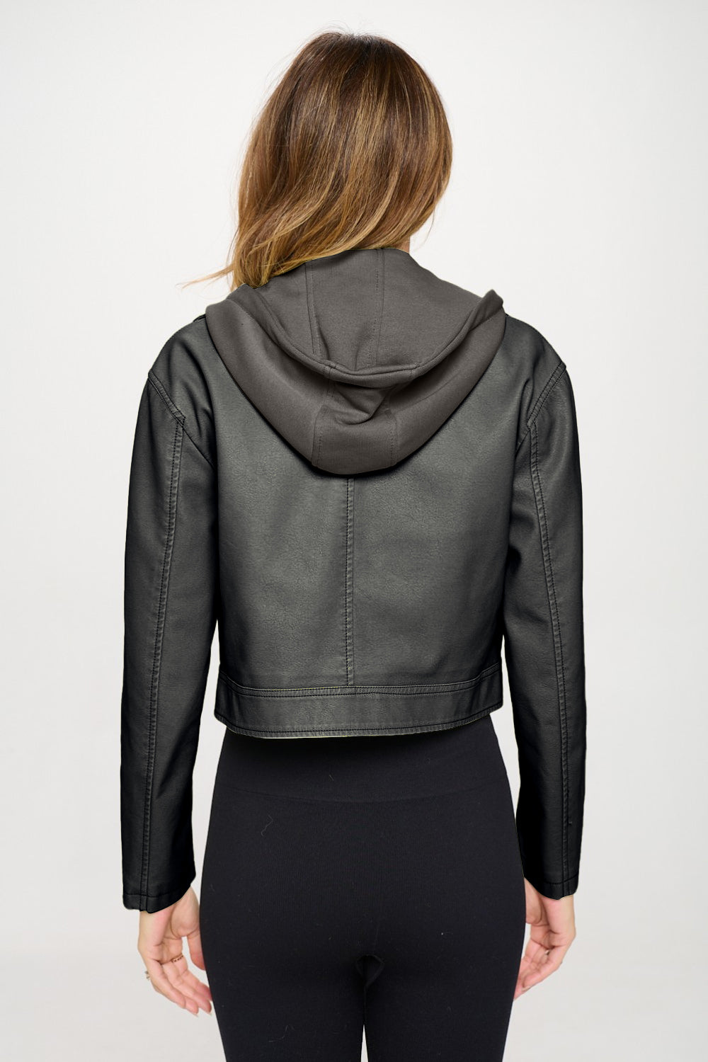 SHIRLYN.CO LA Snap Down Cropped Hooded Jacket