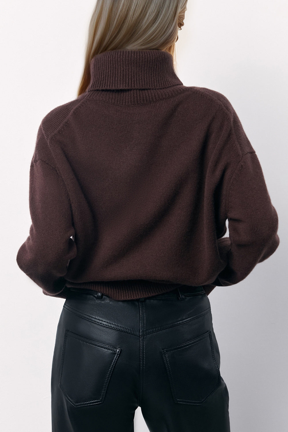 SHIRLYN Turtleneck Long Sleeve Dropped Shoulder Sweater