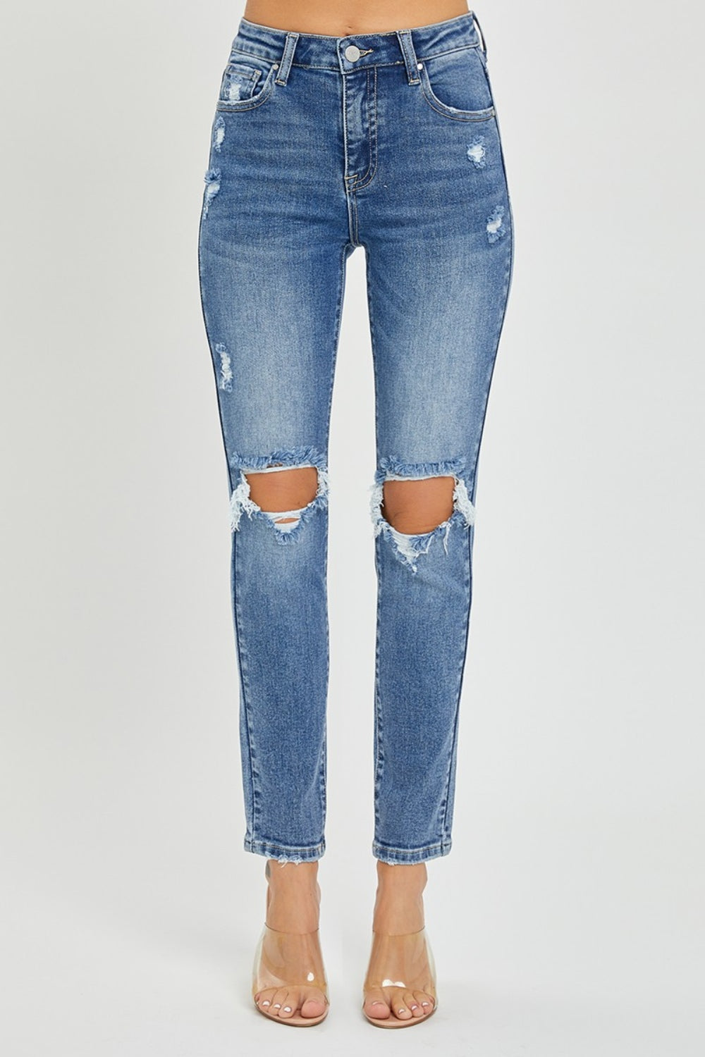 SHIRLYN Full Size High Rise Knee Distressed Skinny Jeans