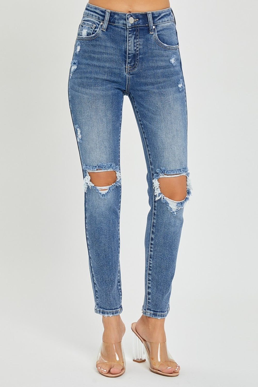 SHIRLYN Full Size High Rise Knee Distressed Skinny Jeans