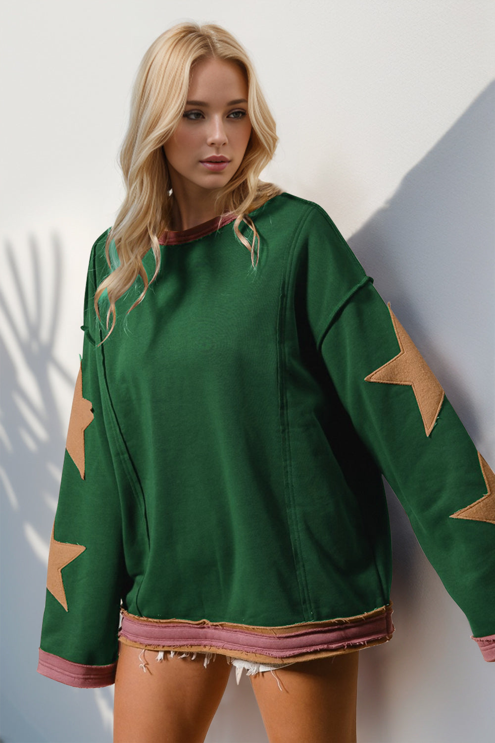 SHIRLYN Take Star Patched Long Sleeve Sweatshirt