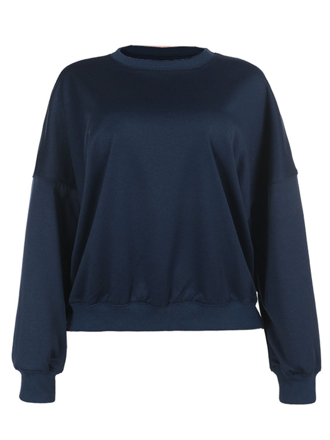 SHIRLYN Basic Round Neck Dropped Shoulder Long Sleeve Sweatshirt