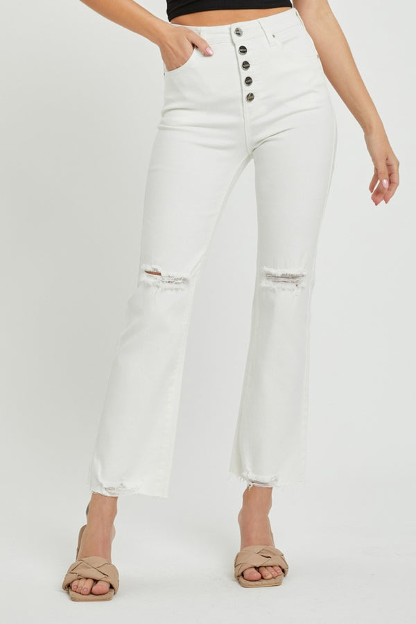 SHIRLYN Full Size High Rise Button Fly Straight Ankle Jeans