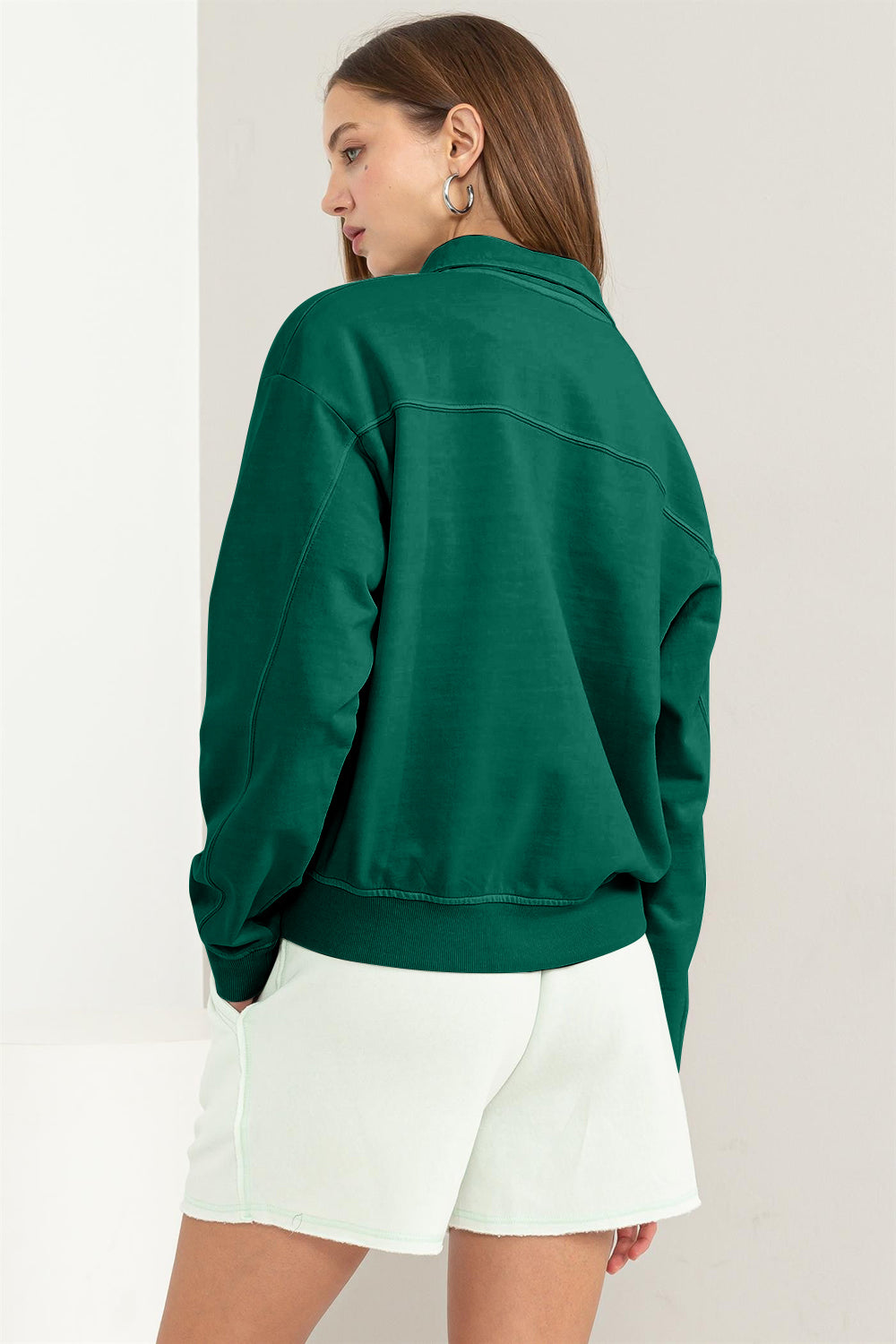 SHIRLYN Half Zip Drop Shoulder Sweatshirt