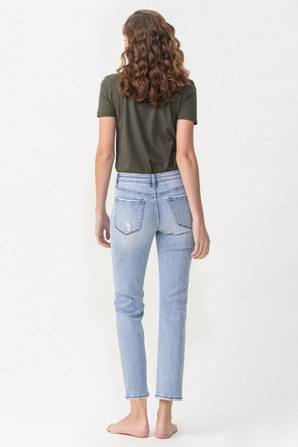 SHIRLYN Lovervet Full Size Andrea Midrise Crop Straight Jeans