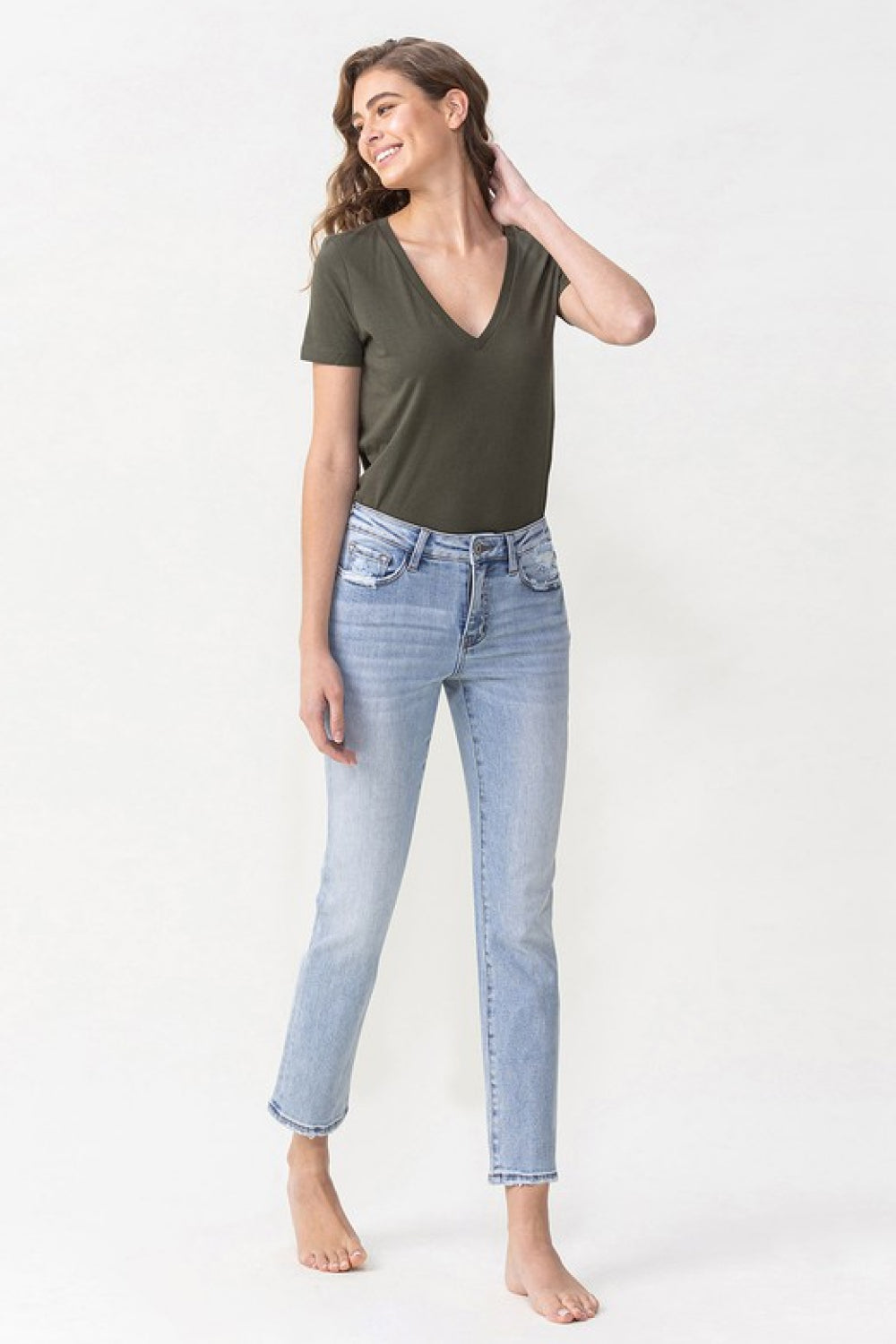 SHIRLYN Lovervet Full Size Andrea Midrise Crop Straight Jeans