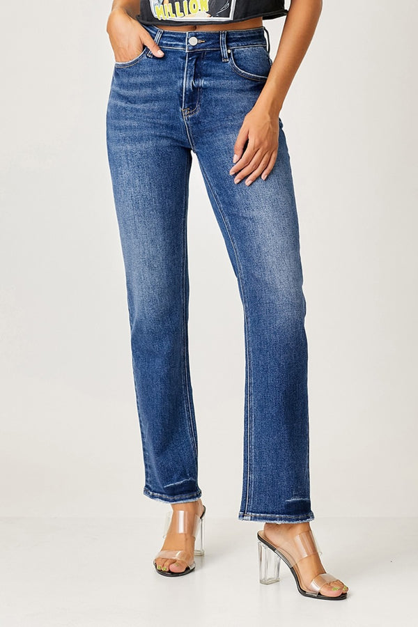 SHIRLYN Mid Rise Slim Straight Jeans