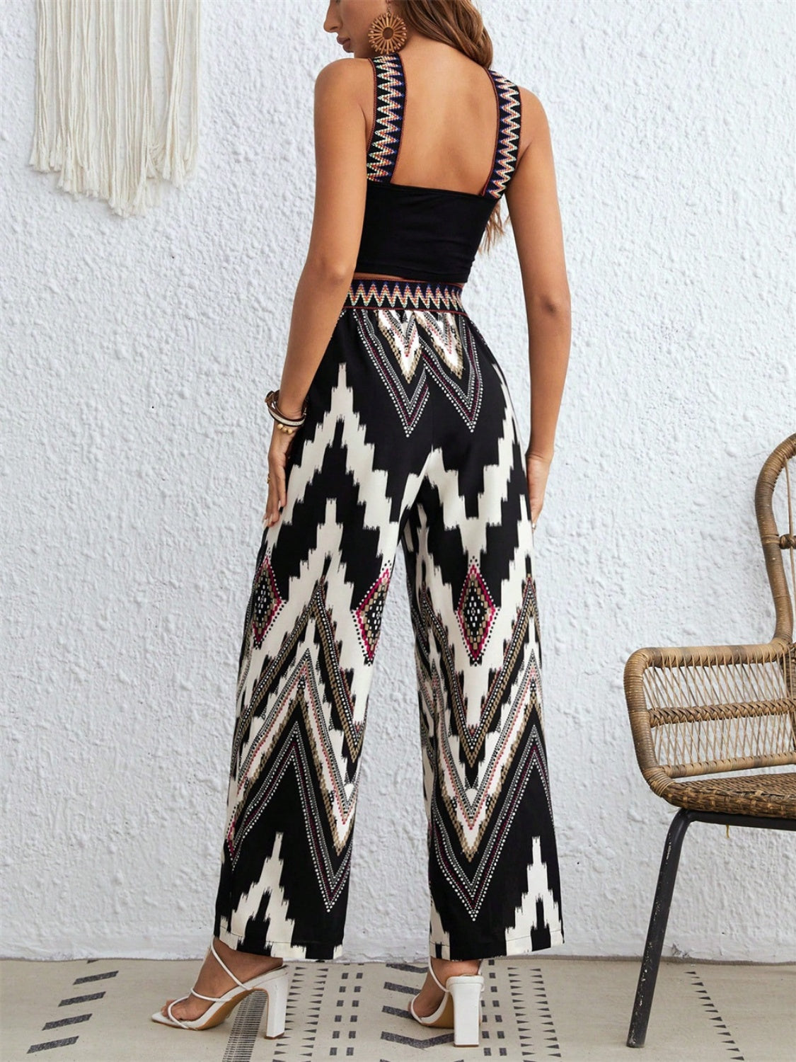 Wide Strap Sleeveless Top and Pants Set