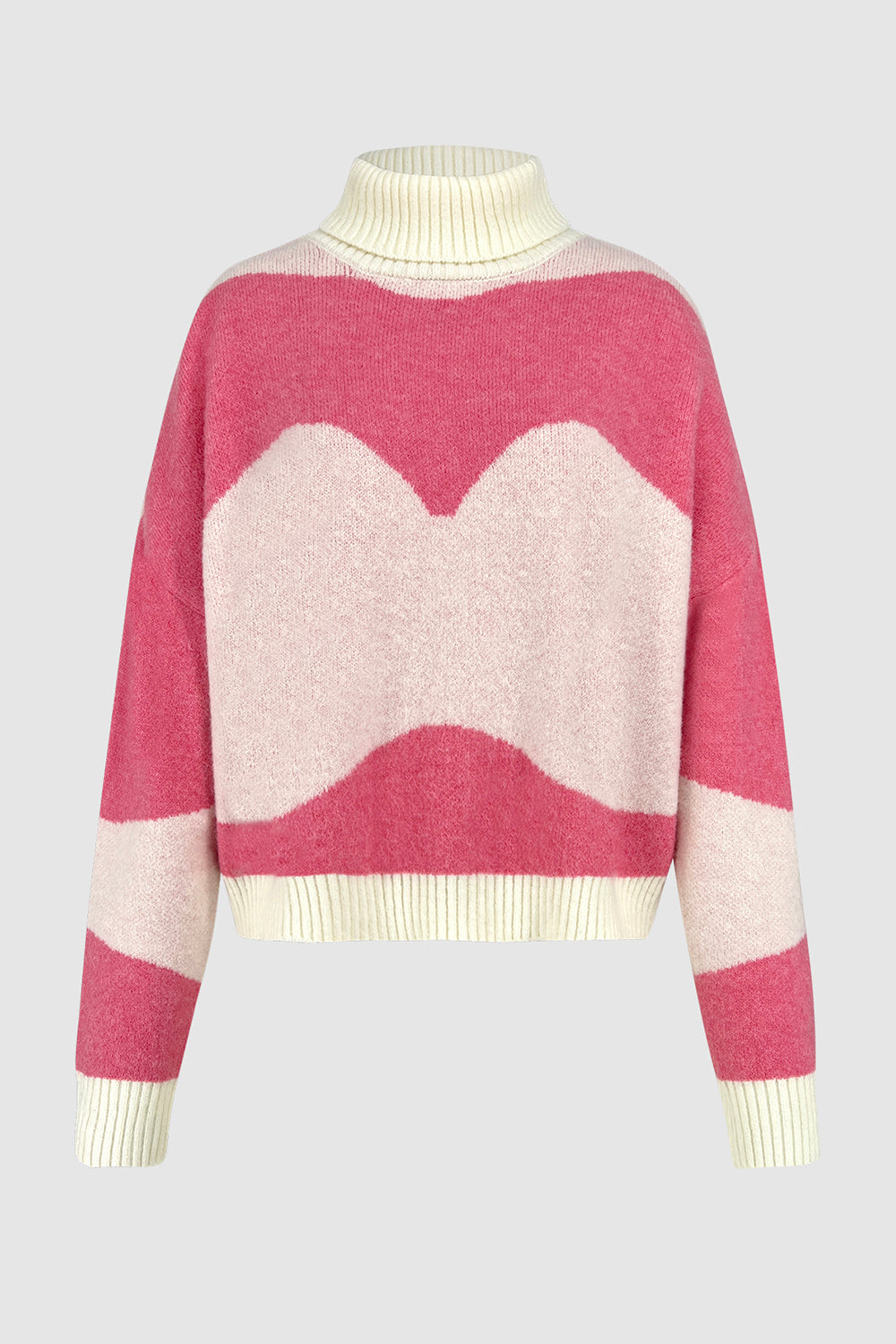 SHIRLYN Color Block Turtleneck Dropped Shoulder Sweater