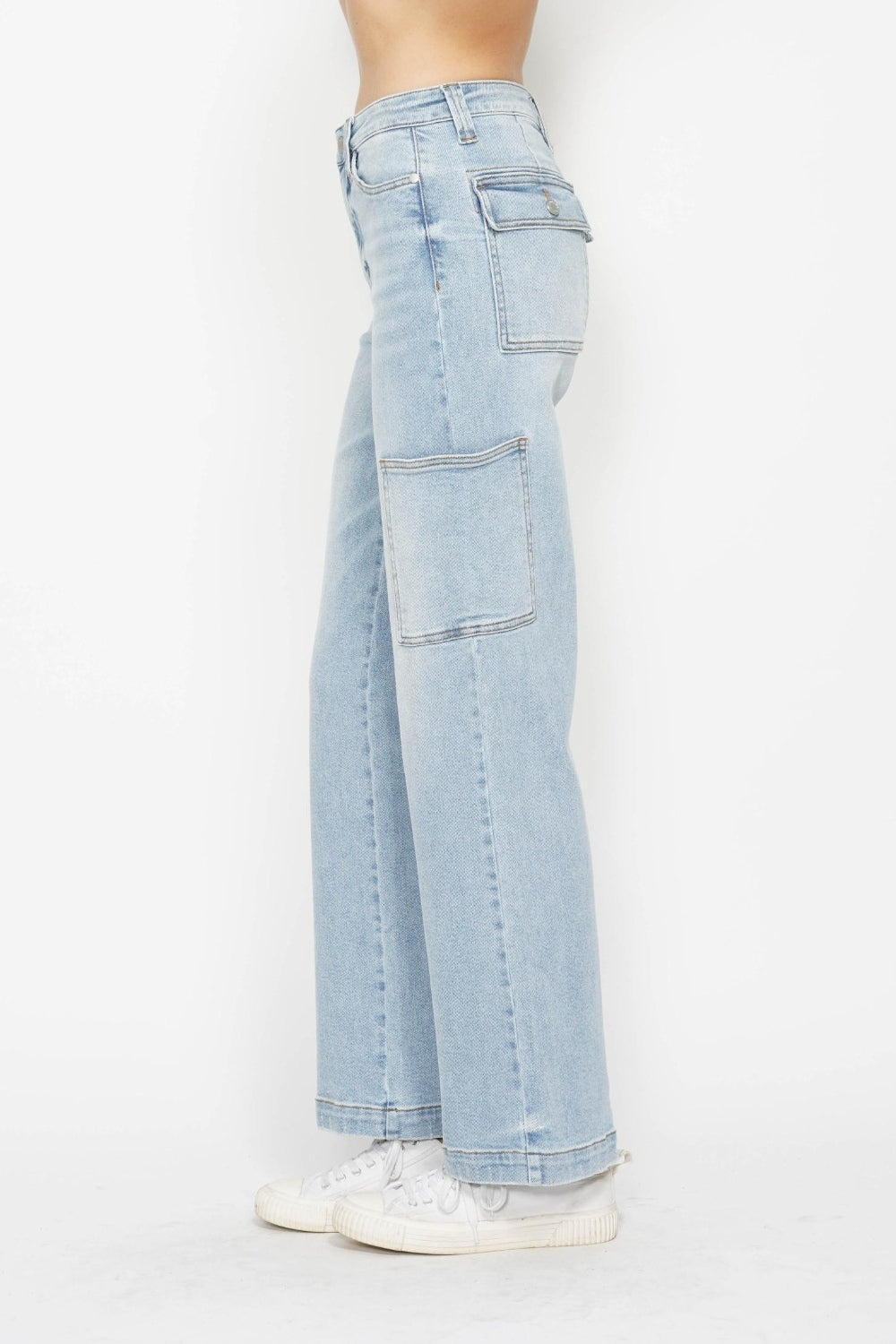 SHIRLYN Full Size High Waist Straight Cargo Jeans