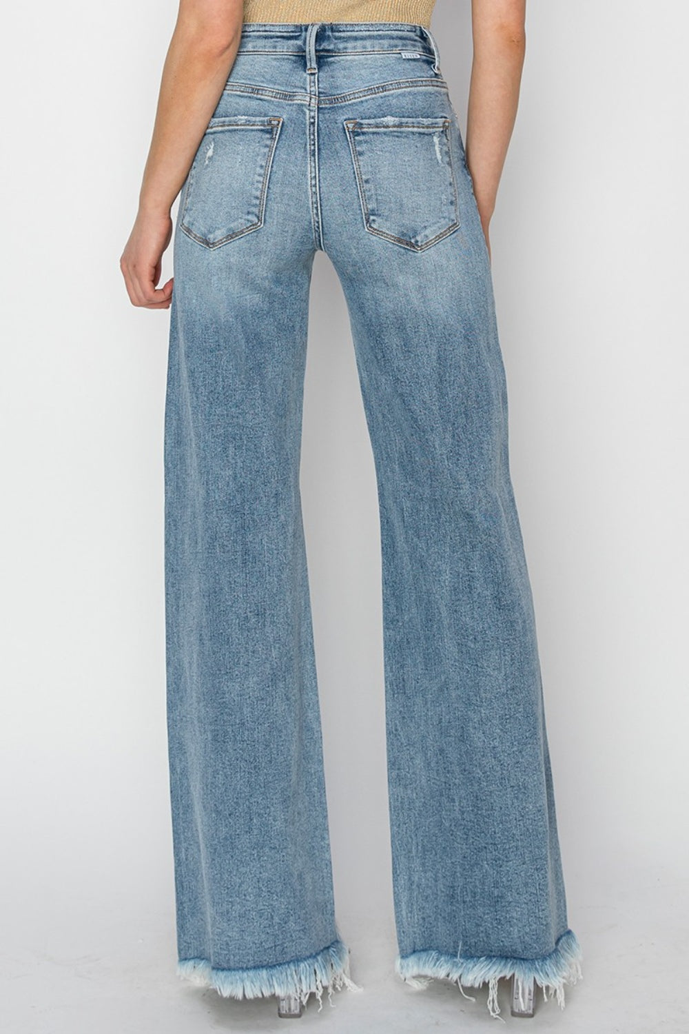 SHIRLYN Mid Rise Button Fly Wide Leg Jeans