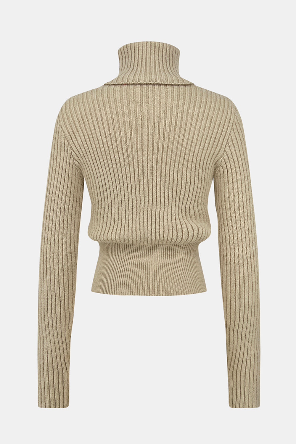 SHIRLYN Ribbed Turtleneck Long Sleeve Sweater