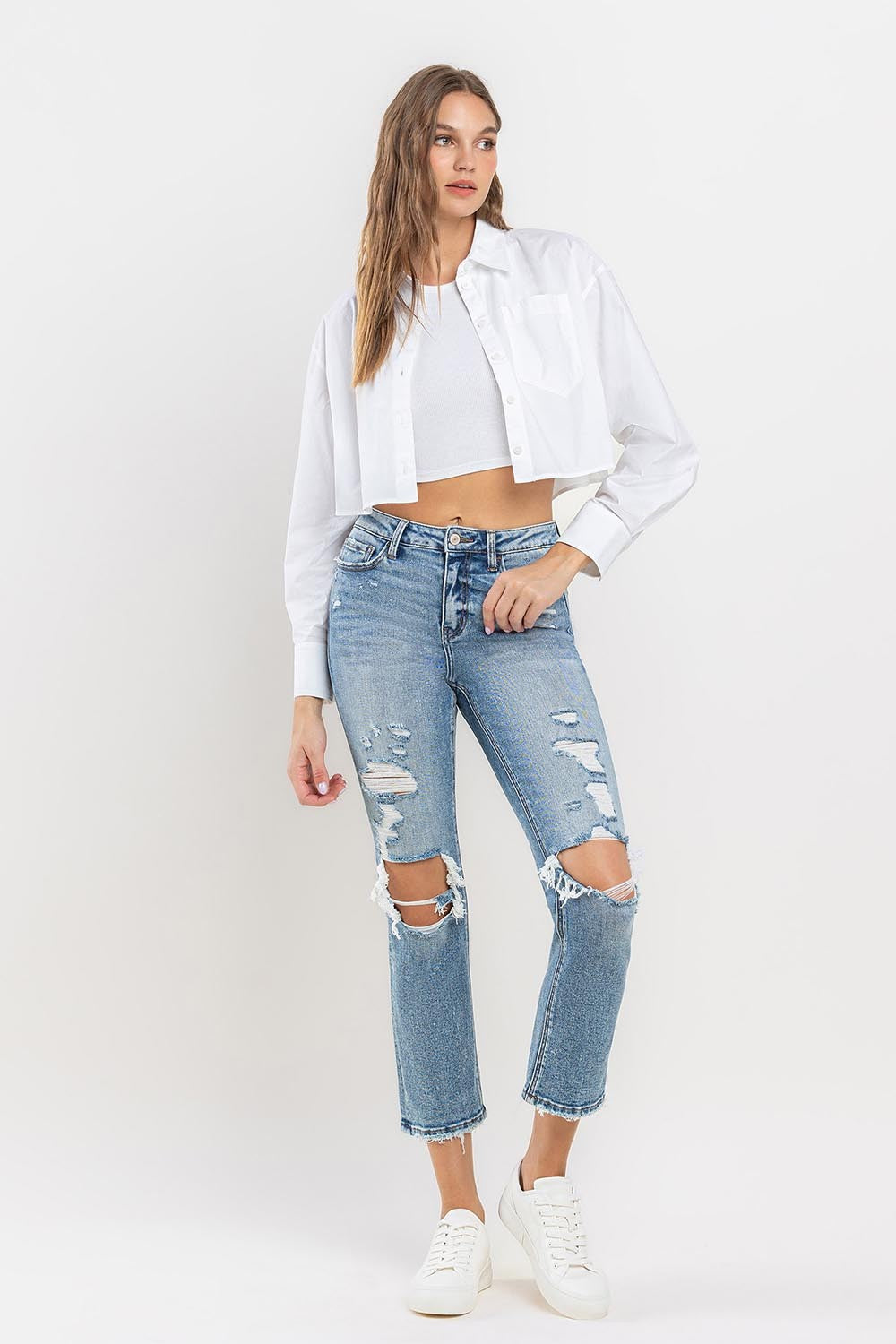 SHIRLYN Lovervet Full Size High Rise Slim Straight Jeans