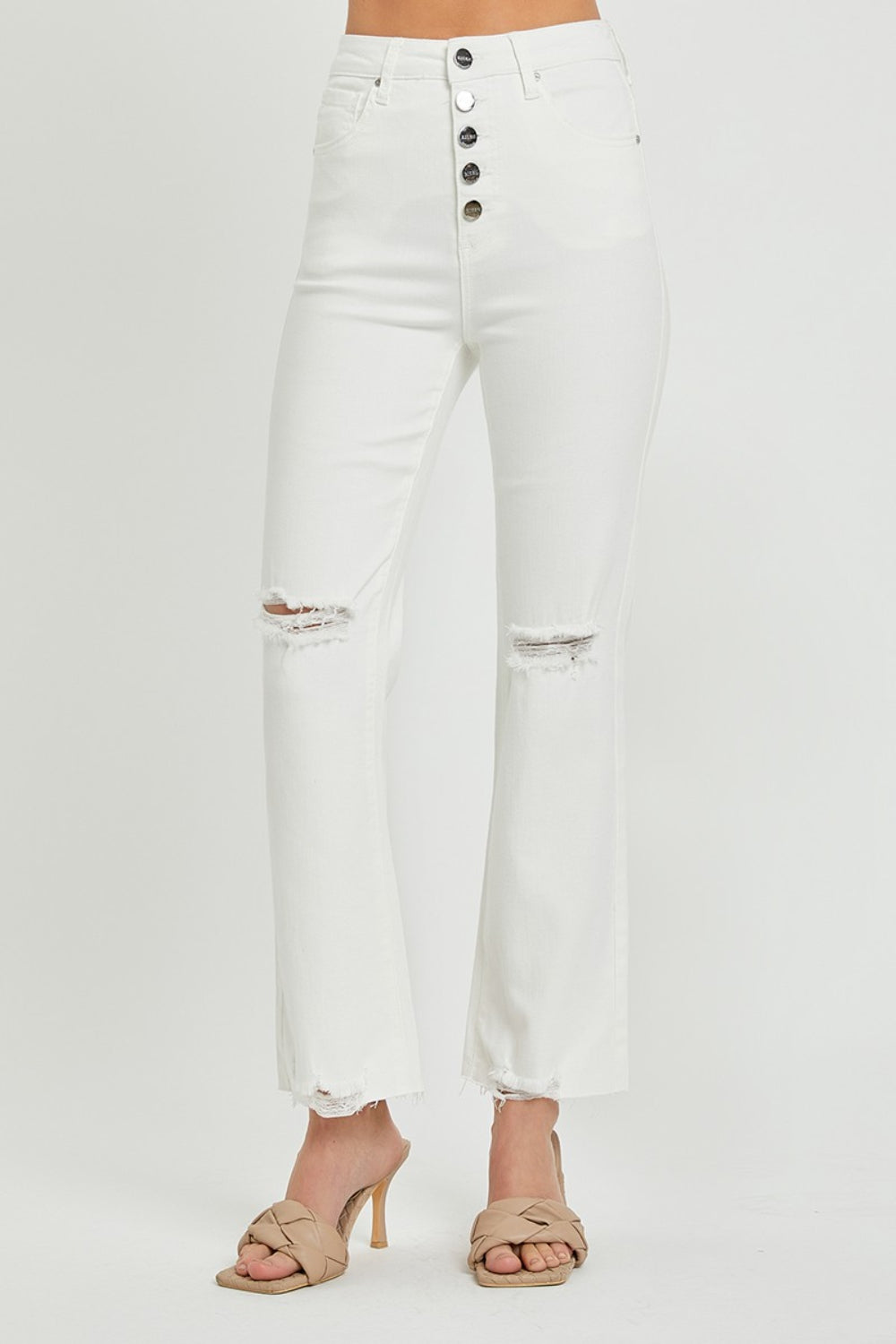 SHIRLYN Full Size High Rise Button Fly Straight Ankle Jeans