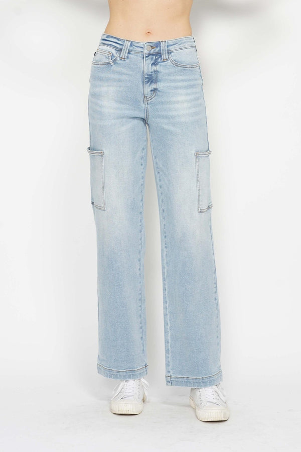 SHIRLYN Full Size High Waist Straight Cargo Jeans