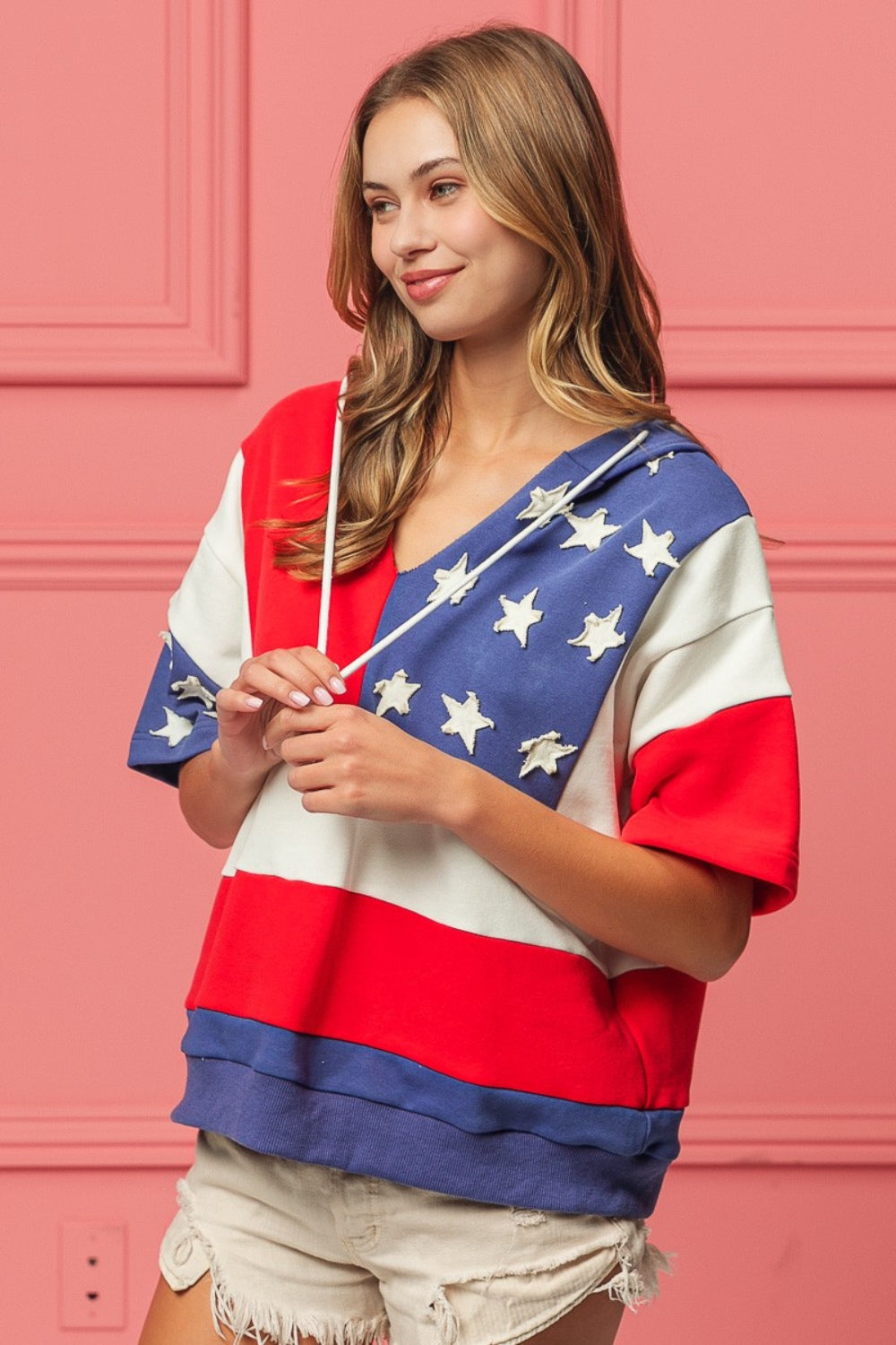 SHIRLYN American Flag Theme Hoodie