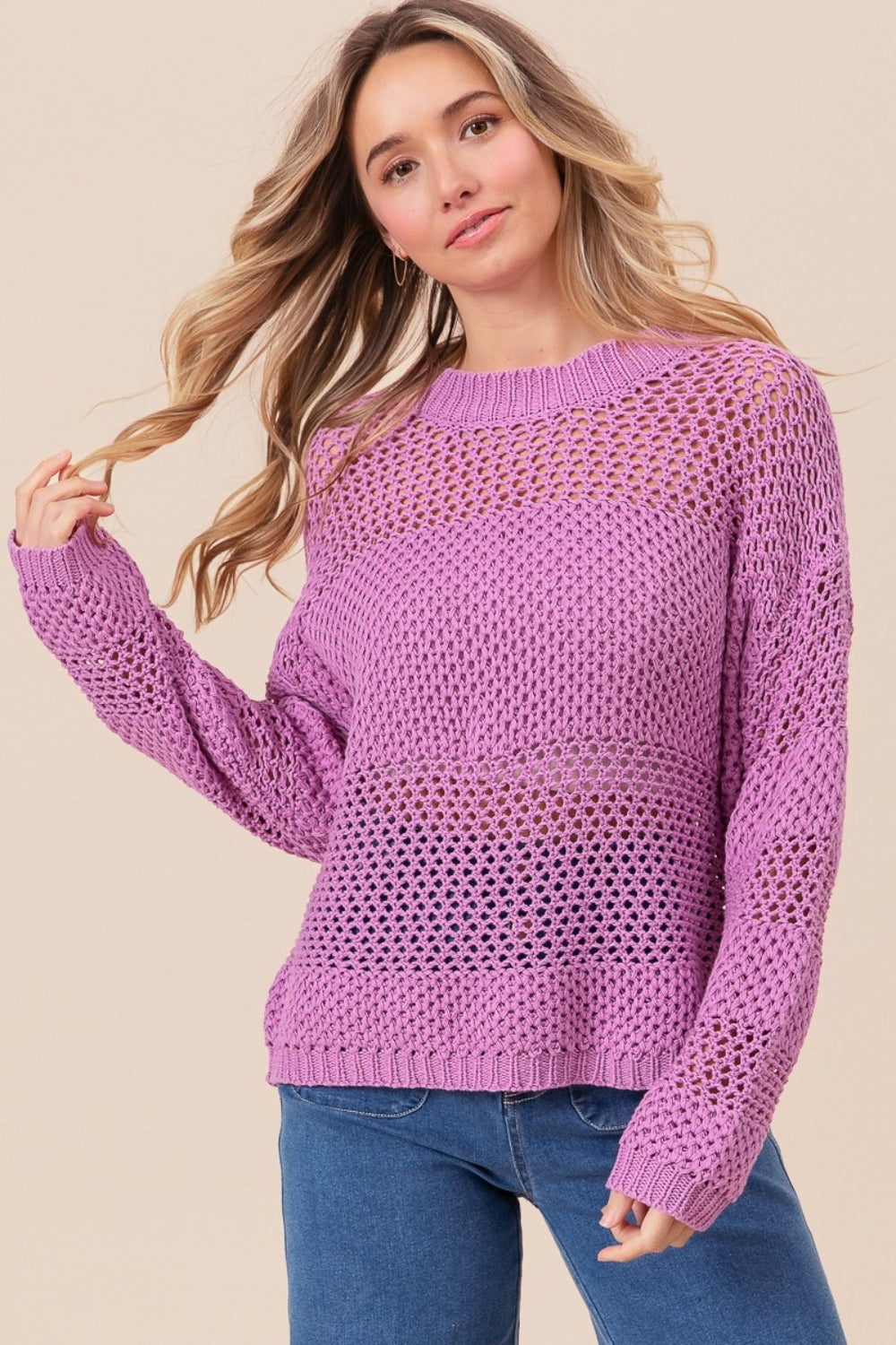 SHIRLYN penwork Long Sleeve Knit Top