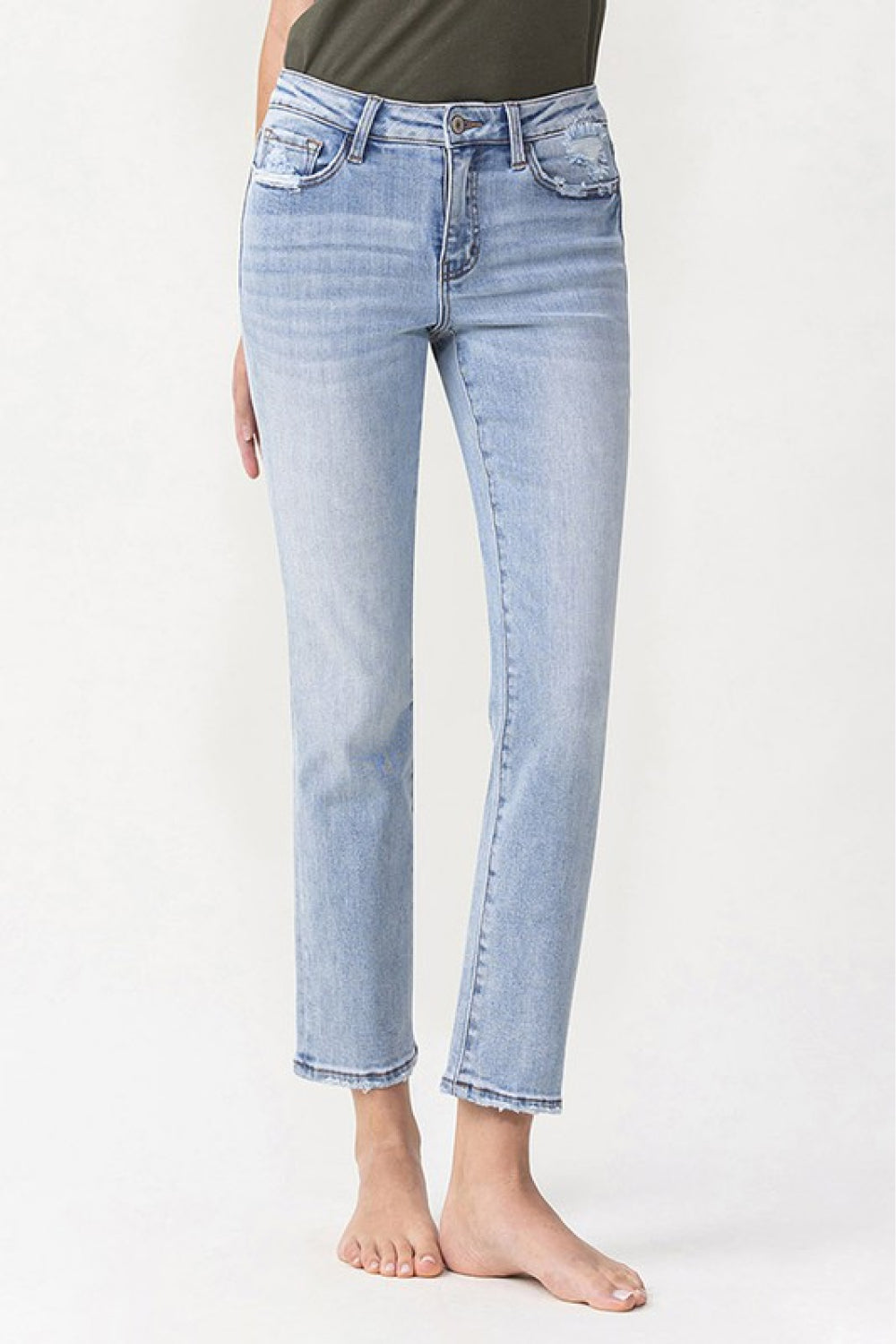 SHIRLYN Lovervet Full Size Andrea Midrise Crop Straight Jeans