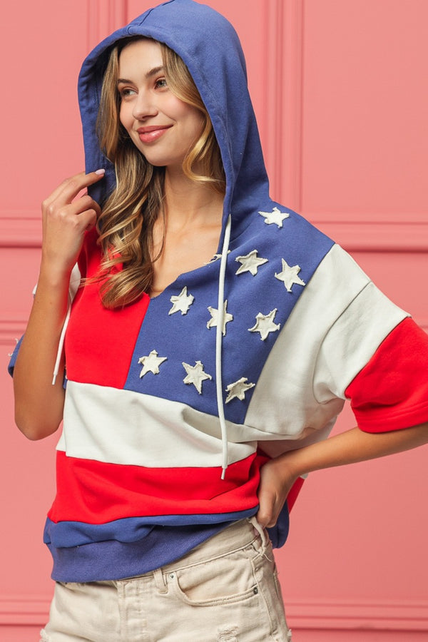 SHIRLYN American Flag Theme Hoodie