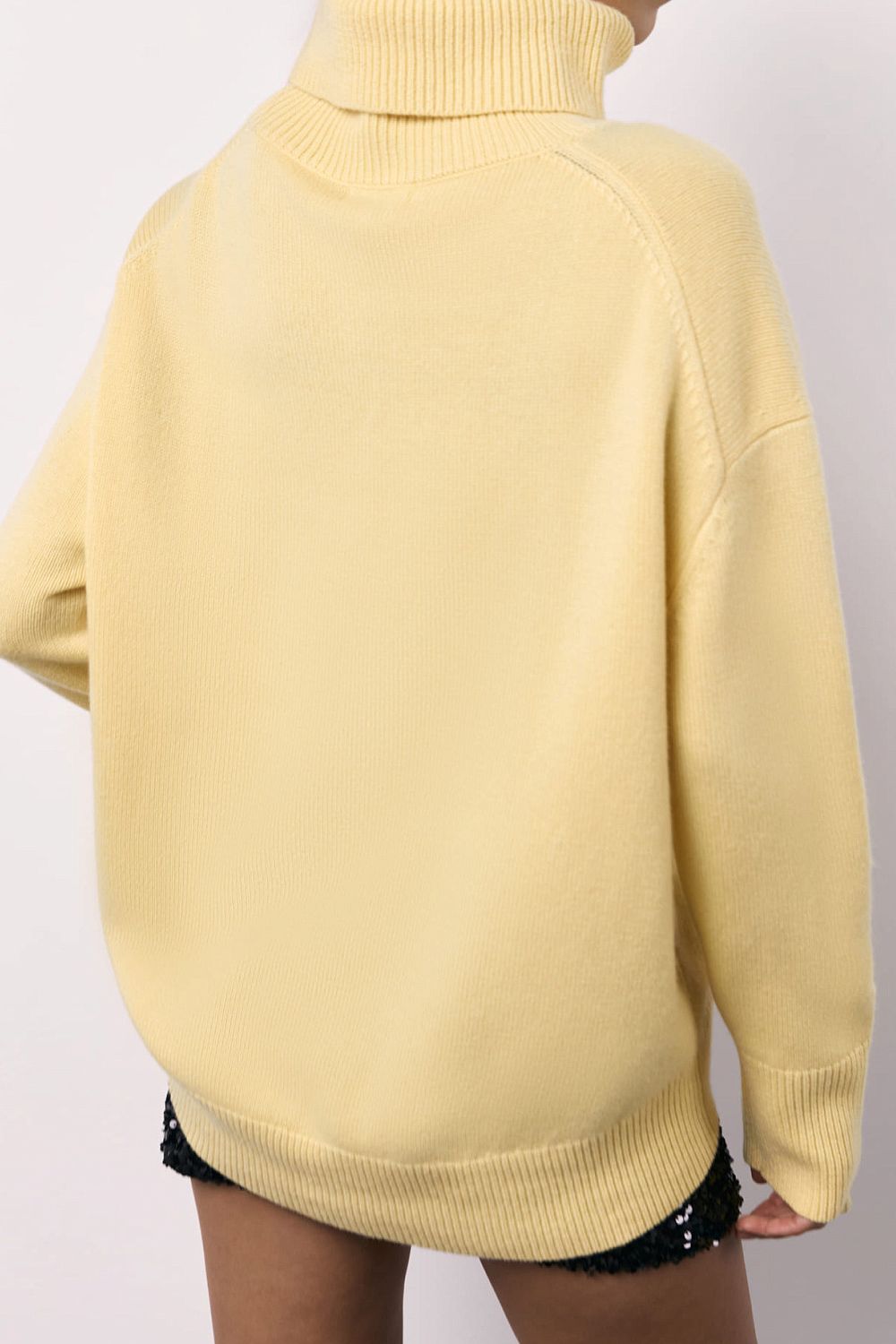 SHIRLYN Turtleneck Long Sleeve Dropped Shoulder Sweater