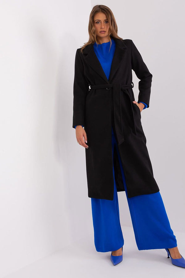 SHIRLYN Long Transitional Coat - Durable Polyester with Tie Belt