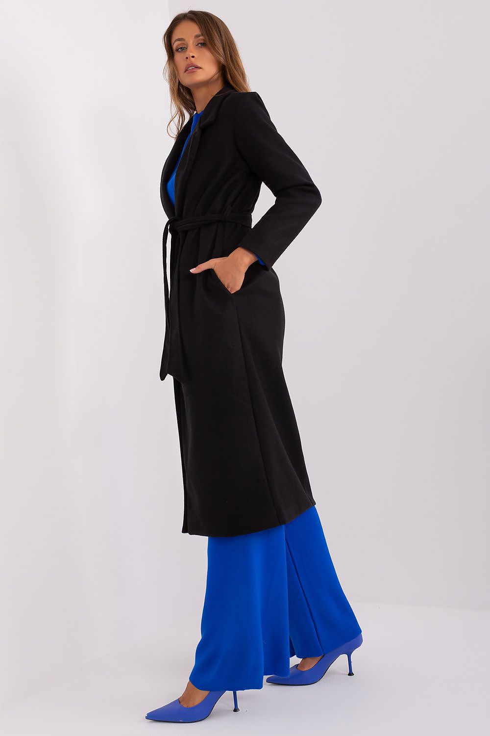 SHIRLYN Long Transitional Coat - Durable Polyester with Tie Belt