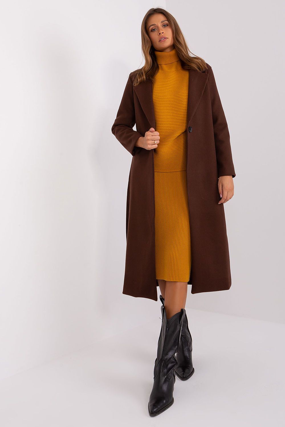 SHIRLYN Long Transitional Coat - Durable Polyester with Tie Belt