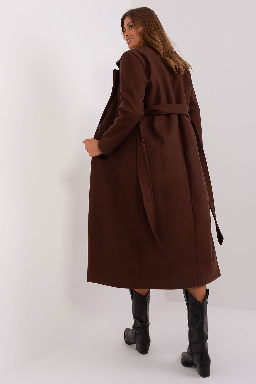 SHIRLYN Long Transitional Coat - Durable Polyester with Tie Belt