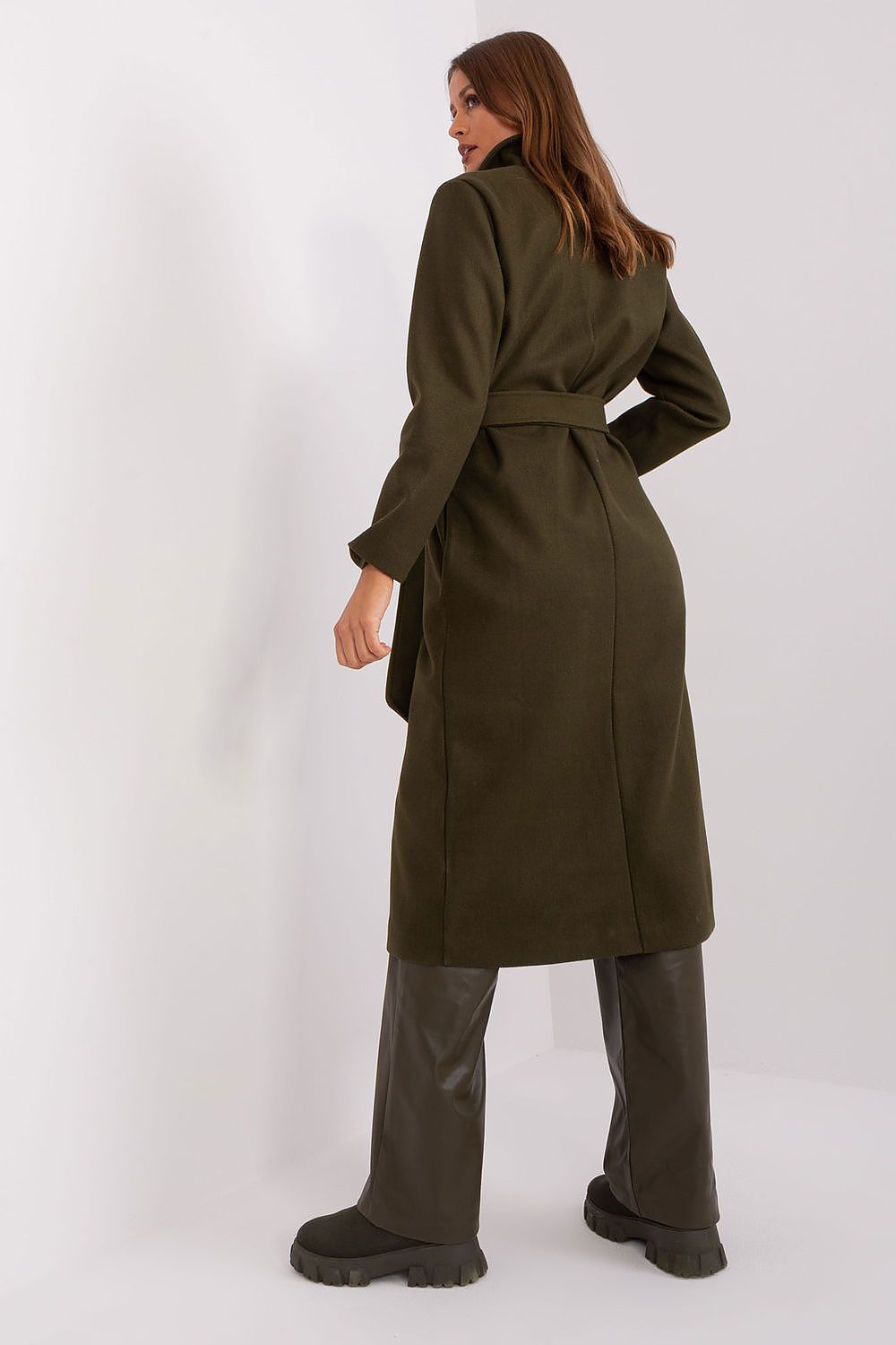 SHIRLYN Long Transitional Coat - Durable Polyester with Tie Belt