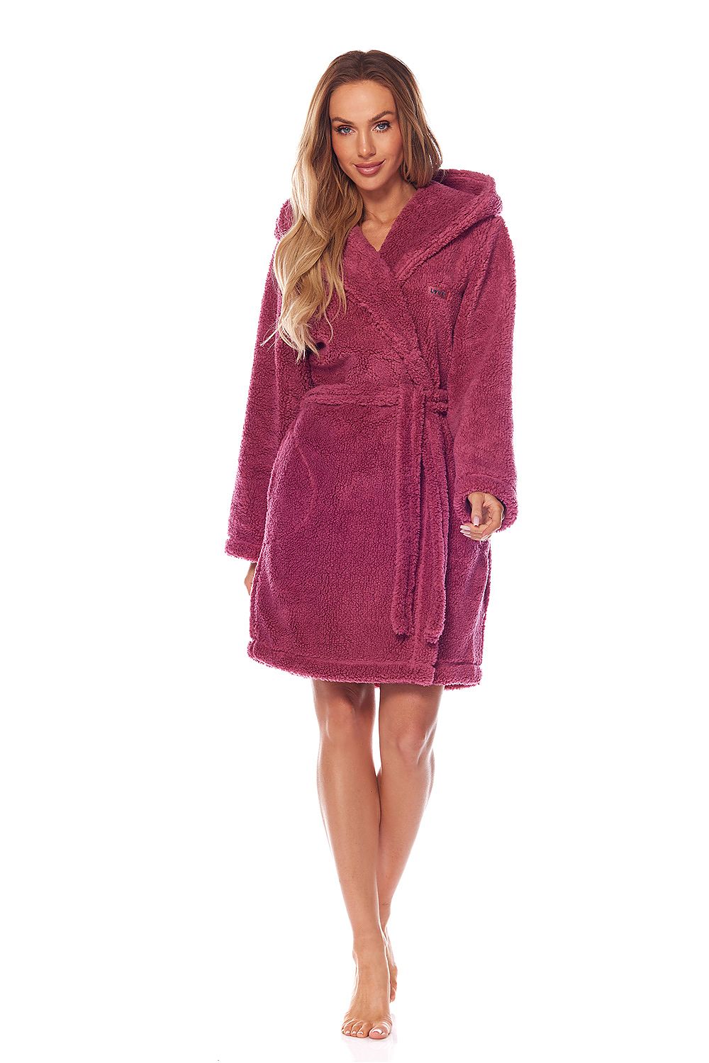 Women's Warm Hooded Bathrobe - Cozy Polyester