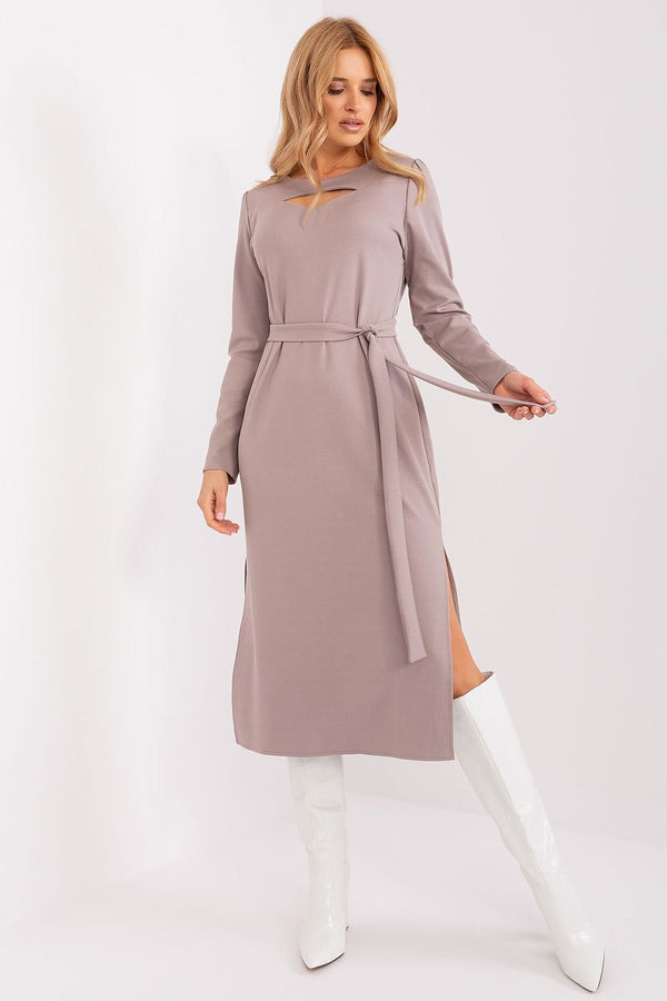 SHIRLYN Elegant Ribbed Midi Dress - Timeless Design