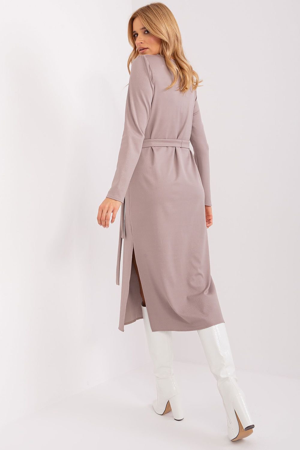 SHIRLYN Elegant Ribbed Midi Dress - Timeless Design