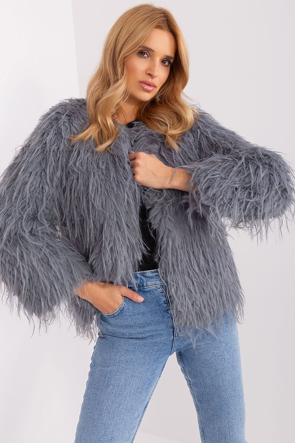 SHIRLYN Elegant Transitional Furry Finish Jacket – Autumn/Winter