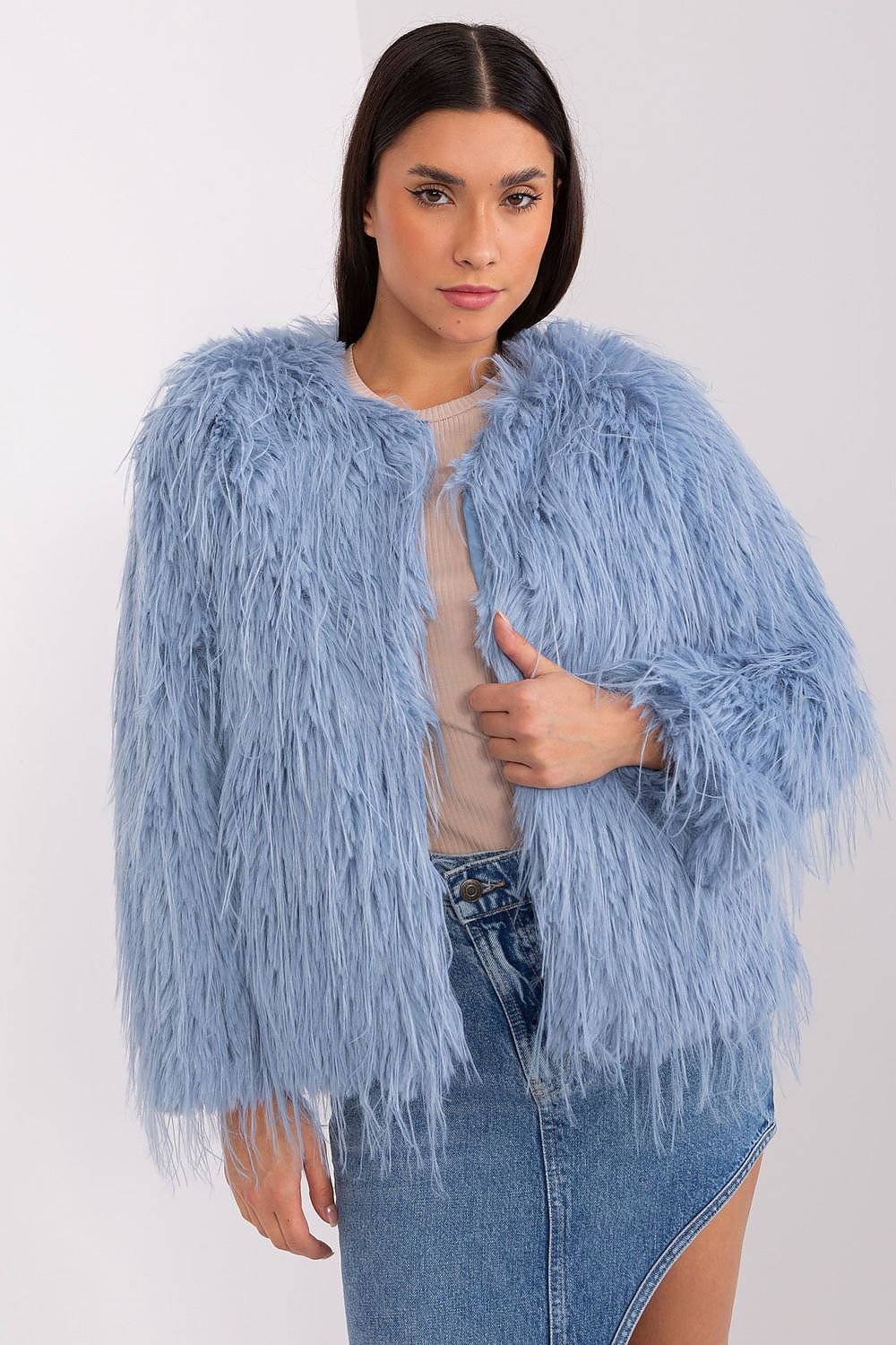 SHIRLYN Elegant Transitional Furry Finish Jacket – Autumn/Winter