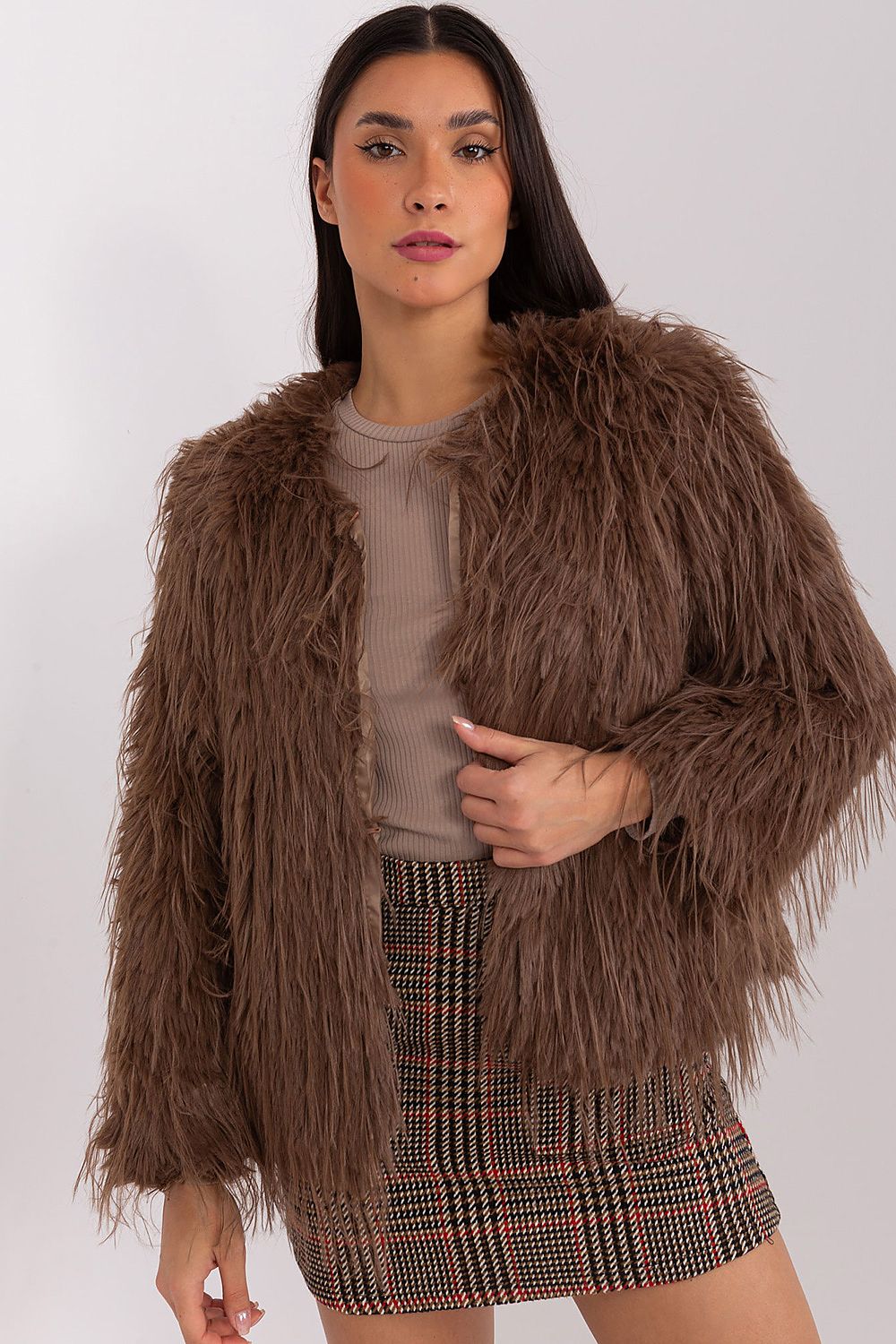 SHIRLYN Elegant Transitional Furry Finish Jacket – Autumn/Winter