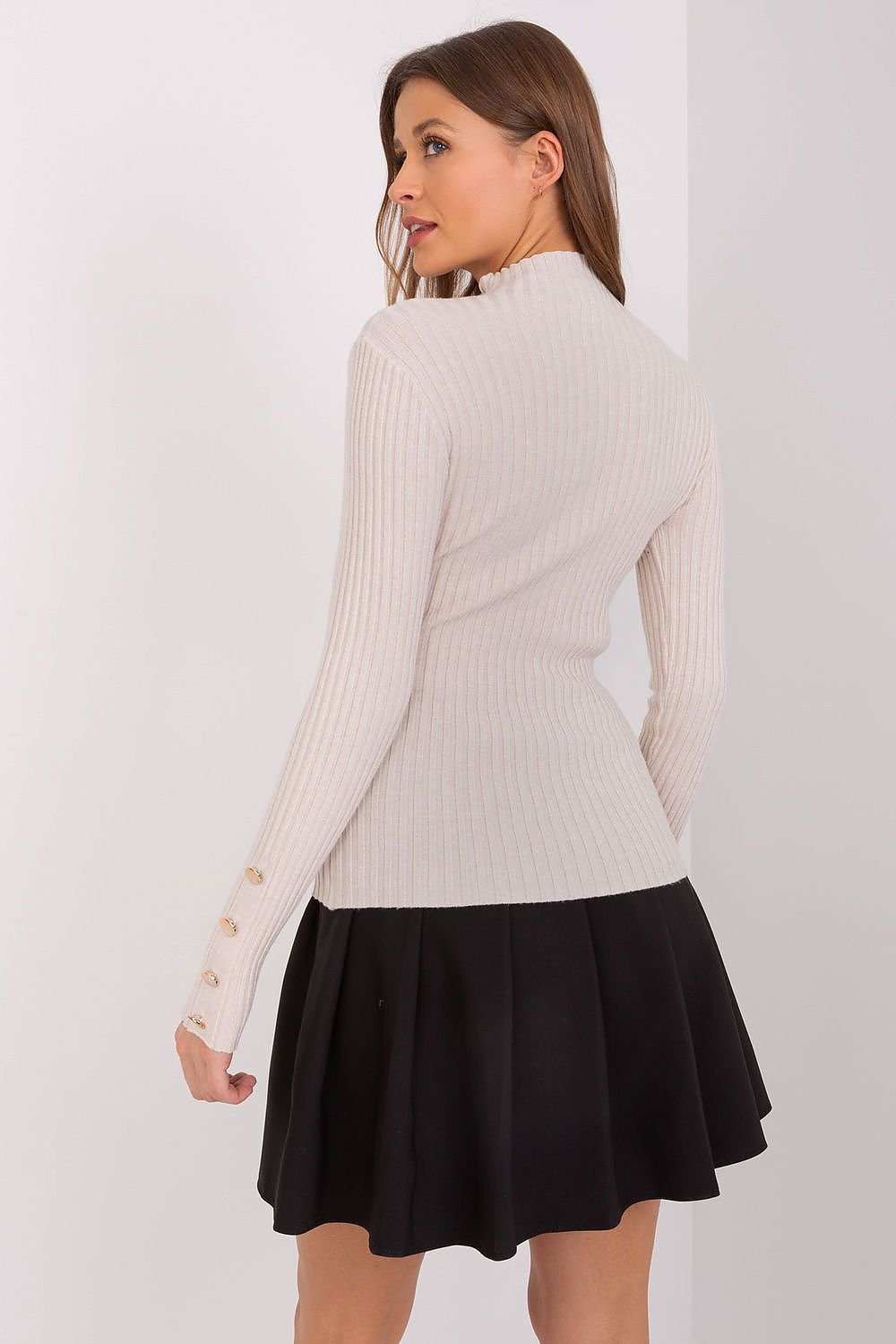 SHIRLYN Casual Ribbed Sweater - Elegant Stand-Up Collar