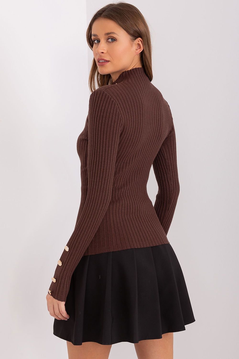 SHIRLYN Casual Ribbed Sweater - Elegant Stand-Up Collar