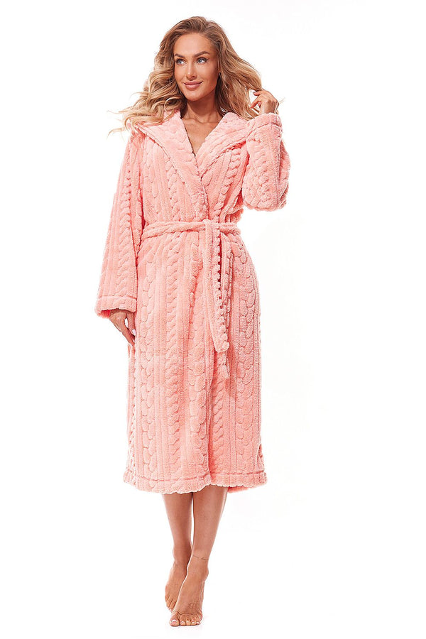 Elegant Quilted Bathrobe with Hood and Long Sleeves