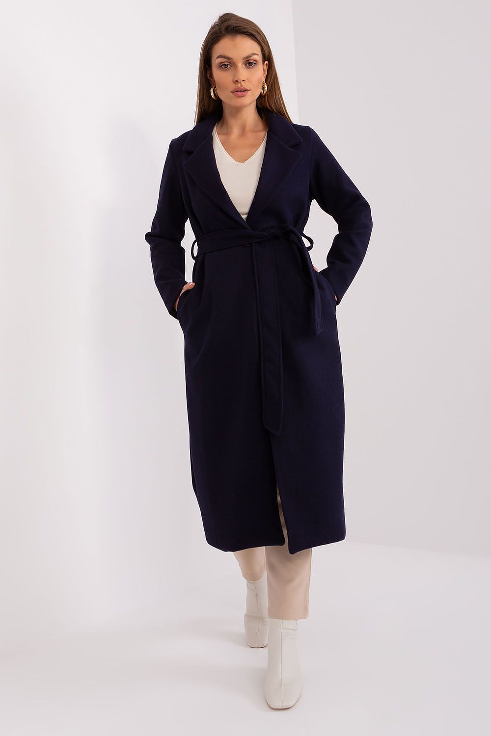 SHIRLYN Long Transitional Coat - Durable Polyester with Tie Belt