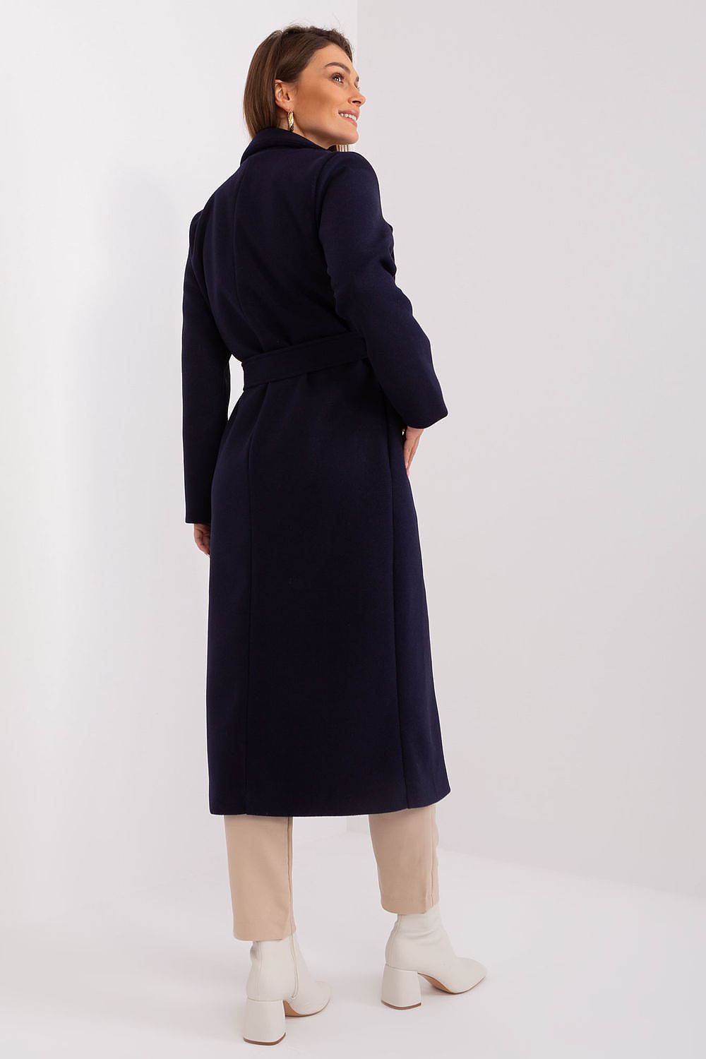 SHIRLYN Long Transitional Coat - Durable Polyester with Tie Belt