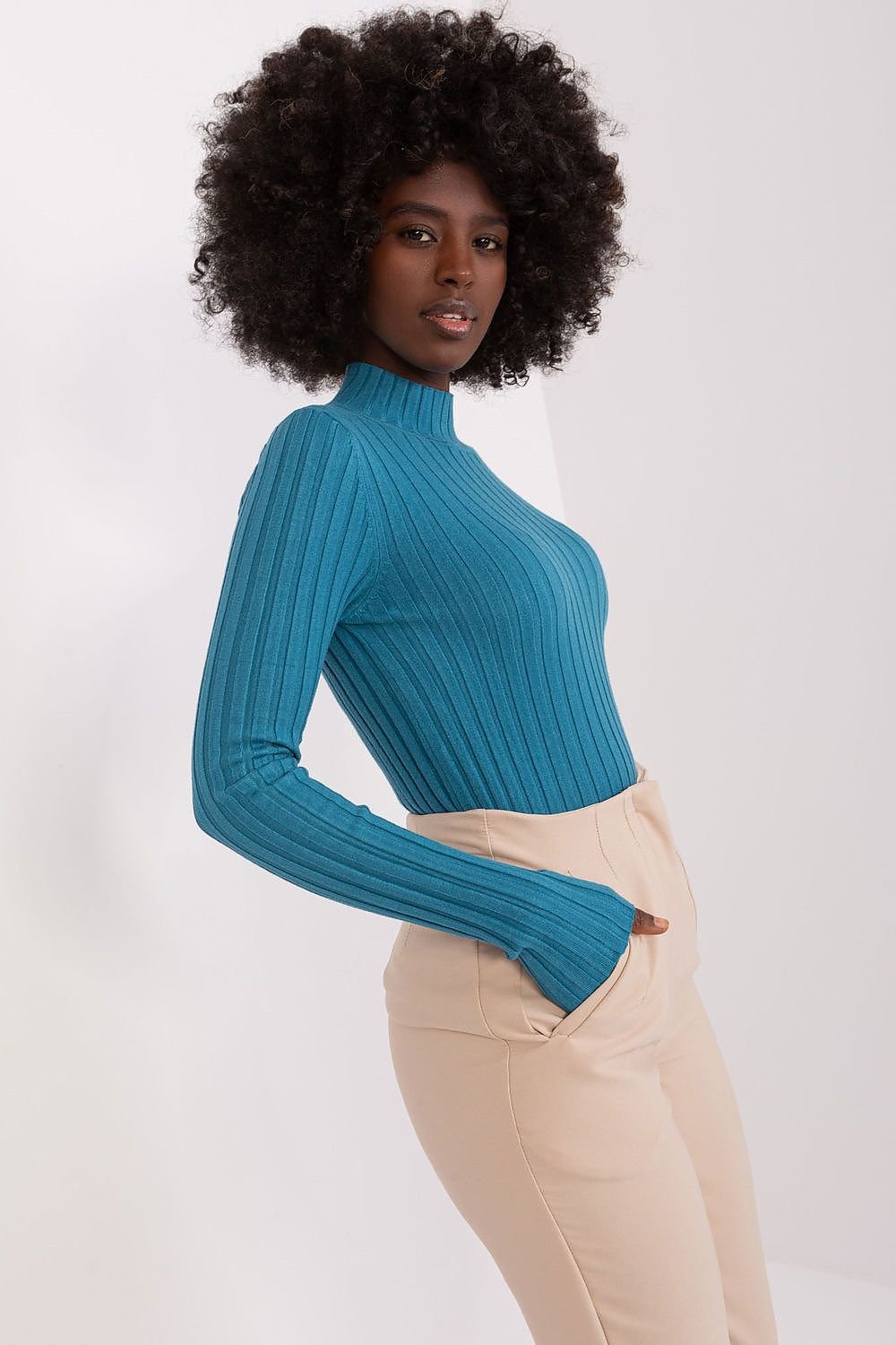 SHIRLYN Low-Key Turtleneck Sweater - Classic Ribbed Design