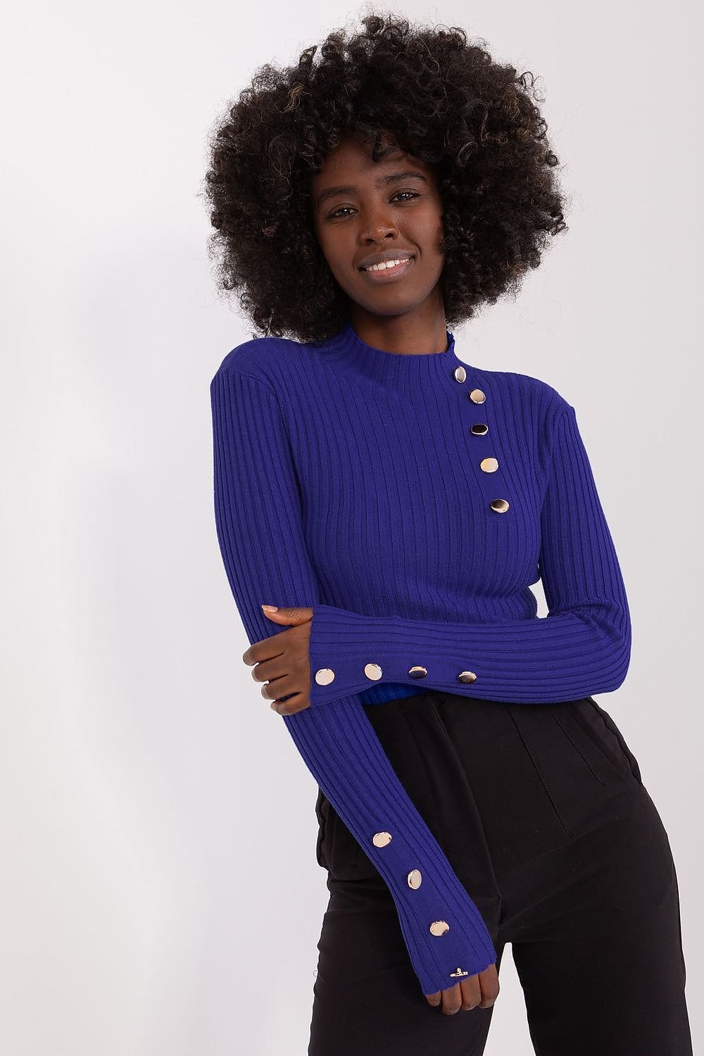 SHIRLYN Casual Ribbed Sweater - Elegant Stand-Up Collar