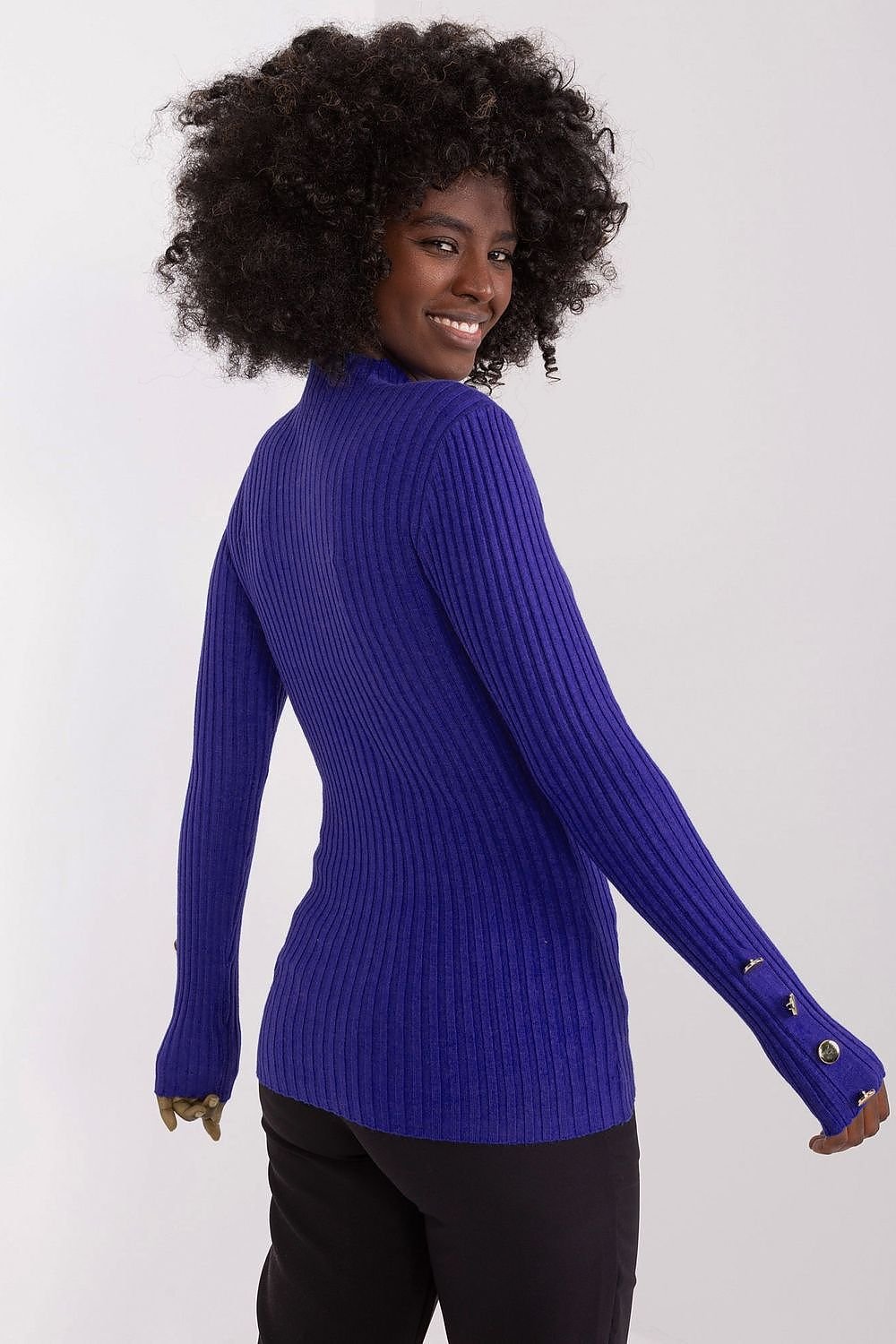 SHIRLYN Casual Ribbed Sweater - Elegant Stand-Up Collar