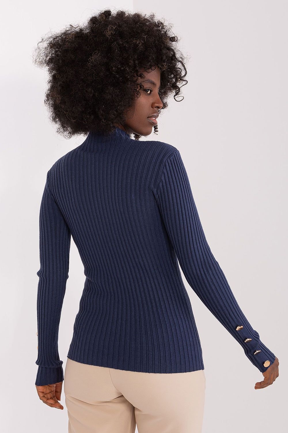 SHIRLYN Casual Ribbed Sweater - Elegant Stand-Up Collar