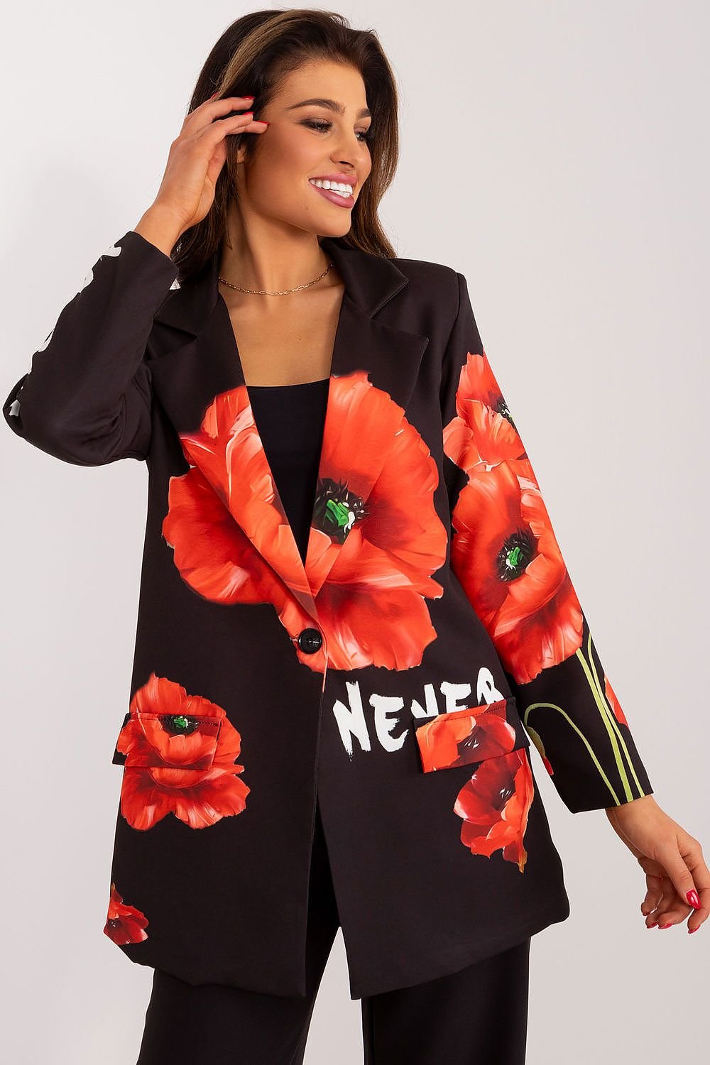 SHIRLYN Floral Print Blazer - Unique Large Flower Design