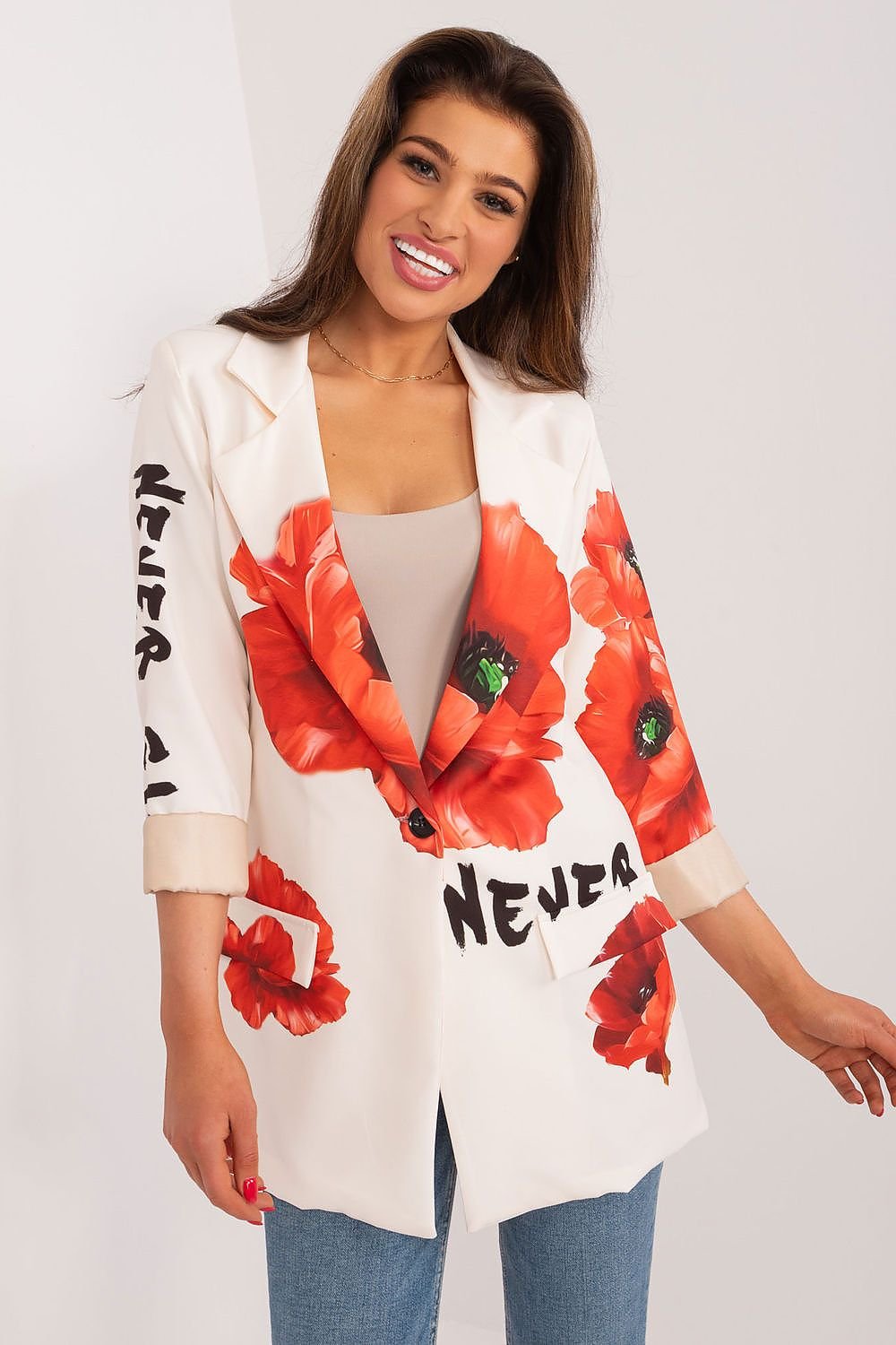 SHIRLYN Floral Print Blazer - Unique Large Flower Design