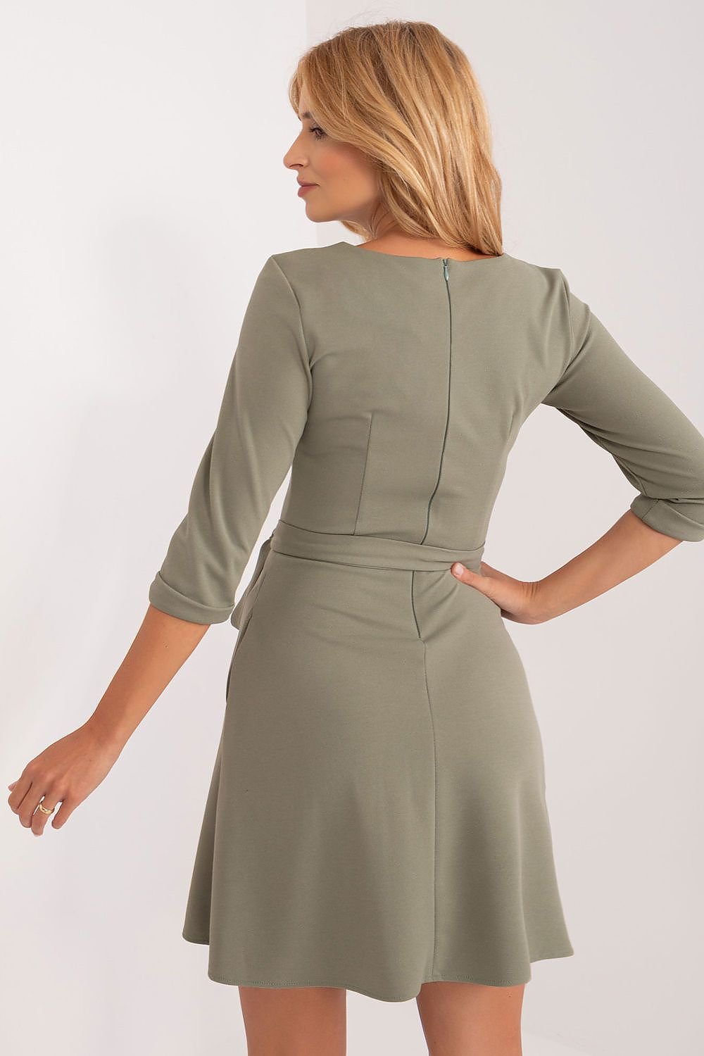 SHIRLYN Flared Dress - Elegant V-Neck & Tie Belt