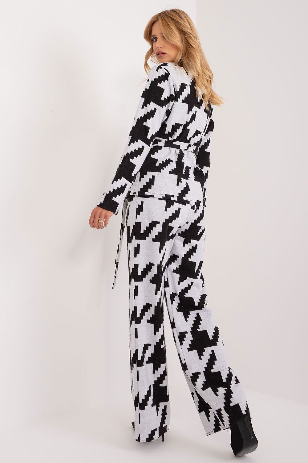 SHIRLYN Casual Set - Envelope Front Sweater and High-Waisted Pants with Peplite Design